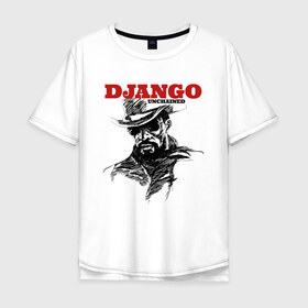 Мужская футболка хлопок Oversize с принтом Django в городе Новоалтайск, 100% хлопок | свободный крой, круглый ворот, “спинка” длиннее передней части | Тематика изображения на принте: django | tarantino | джанго | джанго освобожденный | тарантино