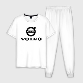 Мужская пижама хлопок с принтом VOLVO. в городе Новоалтайск, 100% хлопок | брюки и футболка прямого кроя, без карманов, на брюках мягкая резинка на поясе и по низу штанин
 | abstract | auto | brand | car | geometry | sport | texture | volvo | абстракция | авто | автомобильные | бренд | вольва | вольво | геометрия | классика | машины | модные | спорт | стиль | текстура