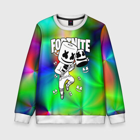 Детский свитшот 3D с принтом FORTNITE x MARSHMELLO в городе Новоалтайск, 100% полиэстер | свободная посадка, прямой крой, мягкая тканевая резинка на рукавах и понизу свитшота | deadmau5 | fortnite | fortnite 2 | fortnite x маршмелло | ikonik | marshmello | ninja | ninja streamer | raven | travis scott | ворон | иконик | ниндзя | пили | рейвен | трэвис скотт | фортнайт