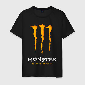 Мужская футболка хлопок с принтом MONSTER ENERGY в городе Новоалтайск, 100% хлопок | прямой крой, круглый вырез горловины, длина до линии бедер, слегка спущенное плечо. | black monster | bmx | claw | cybersport | energy | monster | monster energy | moto | motocross | race | sport | киберспорт | когти | монстер энерджи | монстр | мото | мотокросс | ралли | скейтбординг | спорт | т | энергия