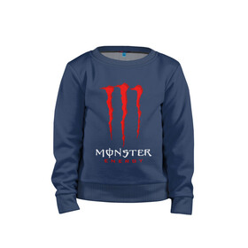 Детский свитшот хлопок с принтом MONSTER ENERGY в городе Новоалтайск, 100% хлопок | круглый вырез горловины, эластичные манжеты, пояс и воротник | black monster | bmx | claw | cybersport | energy | monster | monster energy | moto | motocross | race | sport | киберспорт | когти | монстер энерджи | монстр | мото | мотокросс | ралли | скейтбординг | спорт | т | энергия