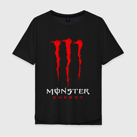 Мужская футболка хлопок Oversize с принтом MONSTER ENERGY в городе Новоалтайск, 100% хлопок | свободный крой, круглый ворот, “спинка” длиннее передней части | black monster | bmx | claw | cybersport | energy | monster | monster energy | moto | motocross | race | sport | киберспорт | когти | монстер энерджи | монстр | мото | мотокросс | ралли | скейтбординг | спорт | т | энергия
