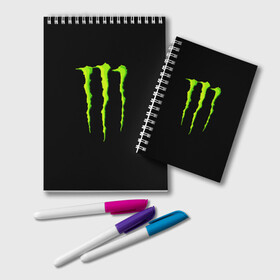 Блокнот с принтом MONSTER ENERGY в городе Новоалтайск, 100% бумага | 48 листов, плотность листов — 60 г/м2, плотность картонной обложки — 250 г/м2. Листы скреплены удобной пружинной спиралью. Цвет линий — светло-серый
 | Тематика изображения на принте: black monster | bmx | claw | cybersport | energy | monster | monster energy | moto | motocross | race | sport | киберспорт | когти | монстер энерджи | монстр | мото | мотокросс | ралли | скейтбординг | спорт | т | энергия