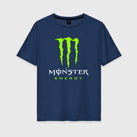 Женская футболка хлопок Oversize с принтом MONSTER ENERGY в городе Новоалтайск, 100% хлопок | свободный крой, круглый ворот, спущенный рукав, длина до линии бедер
 | black monster | bmx | claw | cybersport | energy | monster | monster energy | moto | motocross | race | sport | киберспорт | когти | монстер энерджи | монстр | мото | мотокросс | ралли | скейтбординг | спорт | т | энергия