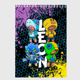 Скетчбук с принтом Brawl Stars Leon Quattro в городе Новоалтайск, 100% бумага
 | 48 листов, плотность листов — 100 г/м2, плотность картонной обложки — 250 г/м2. Листы скреплены сверху удобной пружинной спиралью | brawl leon | brawl stars | leon | leon green | leon sally | leon shark | leon wolf | бравл старс | леон | леон акула | леон бравл | леон волк | леон салли