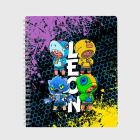Тетрадь с принтом Brawl Stars Leon Quattro в городе Новоалтайск, 100% бумага | 48 листов, плотность листов — 60 г/м2, плотность картонной обложки — 250 г/м2. Листы скреплены сбоку удобной пружинной спиралью. Уголки страниц и обложки скругленные. Цвет линий — светло-серый
 | brawl leon | brawl stars | leon | leon green | leon sally | leon shark | leon wolf | бравл старс | леон | леон акула | леон бравл | леон волк | леон салли