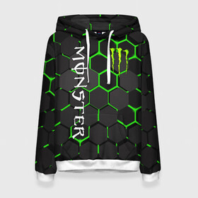 Женская толстовка 3D с принтом MONSTER ENERGY в городе Новоалтайск, 100% полиэстер  | двухслойный капюшон со шнурком для регулировки, мягкие манжеты на рукавах и по низу толстовки, спереди карман-кенгуру с мягким внутренним слоем. | black monster | bmx | claw | cybersport | energy | monster | monster energy | moto | motocross | race | sport | киберспорт | когти | монстер энерджи | монстр | мото | мотокросс | ралли | скейтбординг | спорт | т | энергия