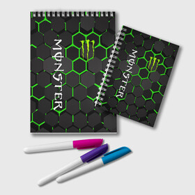 Блокнот с принтом MONSTER ENERGY в городе Новоалтайск, 100% бумага | 48 листов, плотность листов — 60 г/м2, плотность картонной обложки — 250 г/м2. Листы скреплены удобной пружинной спиралью. Цвет линий — светло-серый
 | Тематика изображения на принте: black monster | bmx | claw | cybersport | energy | monster | monster energy | moto | motocross | race | sport | киберспорт | когти | монстер энерджи | монстр | мото | мотокросс | ралли | скейтбординг | спорт | т | энергия