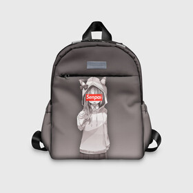 Детский рюкзак 3D с принтом Senpai, в городе Новоалтайск, 100% полиэстер | лямки с регулируемой длиной, сверху петелька, чтобы рюкзак можно было повесить на вешалку. Основное отделение закрывается на молнию, как и внешний карман. Внутри дополнительный карман. По бокам два дополнительных кармашка | Тематика изображения на принте: senpai | аниме | девушка