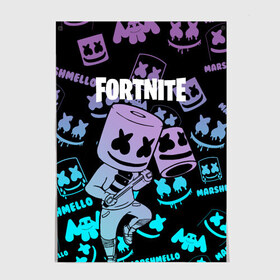 Постер с принтом FORTNITE MARSHMELLO. в городе Новоалтайск, 100% бумага
 | бумага, плотность 150 мг. Матовая, но за счет высокого коэффициента гладкости имеет небольшой блеск и дает на свету блики, но в отличии от глянцевой бумаги не покрыта лаком | archetype | fortnite | fortnite x | game | ikonik | marshmello | raven | архетип | ворон | игра | иконик | маршмелло | фортнайт