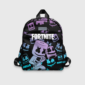 Детский рюкзак 3D с принтом FORTNITE MARSHMELLO. в городе Новоалтайск, 100% полиэстер | лямки с регулируемой длиной, сверху петелька, чтобы рюкзак можно было повесить на вешалку. Основное отделение закрывается на молнию, как и внешний карман. Внутри дополнительный карман. По бокам два дополнительных кармашка | Тематика изображения на принте: archetype | fortnite | fortnite x | game | ikonik | marshmello | raven | архетип | ворон | игра | иконик | маршмелло | фортнайт