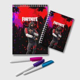 Блокнот с принтом FORTNITE IKONIK в городе Новоалтайск, 100% бумага | 48 листов, плотность листов — 60 г/м2, плотность картонной обложки — 250 г/м2. Листы скреплены удобной пружинной спиралью. Цвет линий — светло-серый
 | Тематика изображения на принте: archetype | fortnite | fortnite 2 | fortnite x | ikonik | marshmello | raven | архетип | ворон | иконик | маршмелло | фортнайт | фортнайт 2 | фортнайт глава 2