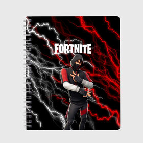 Тетрадь с принтом FORTNITE IKONIK в городе Новоалтайск, 100% бумага | 48 листов, плотность листов — 60 г/м2, плотность картонной обложки — 250 г/м2. Листы скреплены сбоку удобной пружинной спиралью. Уголки страниц и обложки скругленные. Цвет линий — светло-серый
 | archetype | fortnite | fortnite 2 | fortnite x | ikonik | marshmello | raven | архетип | ворон | иконик | маршмелло | фортнайт | фортнайт 2 | фортнайт глава 2