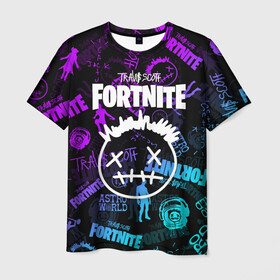 Мужская футболка 3D с принтом TRAVIS SCOTT+FORTNITE в городе Новоалтайск, 100% полиэфир | прямой крой, круглый вырез горловины, длина до линии бедер | america | astro jack | astroworld | cactus jack | fortnite | fortnite 2 | fortnite х | rap | travis scott | usa | wish you were here | америка | астро джек | зарубежный реп | кактус джек | реп | сша | трэвис скотт | фортнайт | фортнайт 2