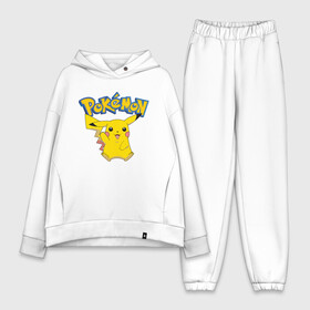 Женский костюм хлопок Oversize с принтом Пикачу машет в городе Новоалтайск,  |  | anime | pikachu | pokemon | pokemon logo | аниме | анимэ | пика | пикачу | покемон | покемон постер | эш и пикачу | эш кетчум | япония | японский
