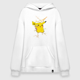 Худи SuperOversize хлопок с принтом Pikachu в городе Новоалтайск, 70% хлопок, 30% полиэстер, мягкий начес внутри | карман-кенгуру, эластичная резинка на манжетах и по нижней кромке, двухслойный капюшон
 | anime | pikachu | pokemon | pokemon logo | аниме | анимэ | пика | пикачу | покемон | покемон постер | эш и пикачу | эш кетчум | япония | японский