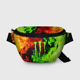 Поясная сумка 3D с принтом MONSTER ENERGY в городе Новоалтайск, 100% полиэстер | плотная ткань, ремень с регулируемой длиной, внутри несколько карманов для мелочей, основное отделение и карман с обратной стороны сумки застегиваются на молнию | black monster | bmx | claw | cybersport | energy | monster | monster energy | moto | motocross | race | sport | киберспорт | когти | монстер энерджи | монстр | мото | мотокросс | ралли | скейтбординг | спорт | т | энергия