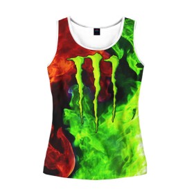 Женская майка 3D с принтом MONSTER ENERGY в городе Новоалтайск, 100% полиэстер | круглая горловина, прямой силуэт, длина до линии бедра | black monster | bmx | claw | cybersport | energy | monster | monster energy | moto | motocross | race | sport | киберспорт | когти | монстер энерджи | монстр | мото | мотокросс | ралли | скейтбординг | спорт | т | энергия
