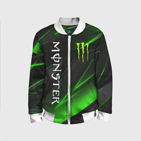 Детский бомбер 3D с принтом MONSTER ENERGY в городе Новоалтайск, 100% полиэстер | застегивается на молнию, по бокам два кармана без застежек, мягкие манжеты, по низу бомбера и на воротнике — эластичная резинка | black monster | bmx | claw | cybersport | energy | monster | monster energy | moto | motocross | race | sport | киберспорт | когти | монстер энерджи | монстр | мото | мотокросс | ралли | скейтбординг | спорт | т | энергия