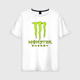 Женская футболка хлопок Oversize с принтом MONSTER ENERGY в городе Новоалтайск, 100% хлопок | свободный крой, круглый ворот, спущенный рукав, длина до линии бедер
 | black monster | bmx | claw | cybersport | energy | monster | monster energy | moto | motocross | race | sport | киберспорт | когти | монстер энерджи | монстр | мото | мотокросс | ралли | скейтбординг | спорт | т | энергия