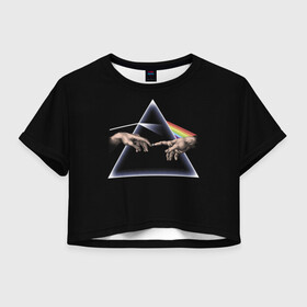 Женская футболка Crop-top 3D с принтом The Creation of Adam в городе Новоалтайск, 100% полиэстер | круглая горловина, длина футболки до линии талии, рукава с отворотами | adam | buonarroti | creation | fresco | god | hand | michelangelo | renaissance | sistine | адам | адама | бог | буонарроти | возрождение | микеланджело | ренессанс | рука | сотворение | фреска
