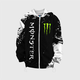 Детская куртка 3D с принтом MONSTER ENERGY в городе Новоалтайск, 100% полиэстер | застежка — молния, подол и капюшон оформлены резинкой с фиксаторами, по бокам — два кармана без застежек, один потайной карман на груди, плотность верхнего слоя — 90 г/м2; плотность флисового подклада — 260 г/м2 | black monster | bmx | claw | cybersport | energy | monster | monster energy | moto | motocross | race | sport | киберспорт | когти | монстер энерджи | монстр | мото | мотокросс | ралли | скейтбординг | спорт | т | энергия