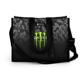 Сумка-шоппер 3D с принтом MONSTER ENERGY в городе Новоалтайск, 100% полиэстер | застегивается на металлическую кнопку; внутренний карман застегивается на молнию. Стенки укреплены специальным мягким материалом, чтобы защитить содержимое от несильных ударов
 | black monster | bmx | claw | cybersport | energy | monster | monster energy | moto | motocross | race | sport | киберспорт | когти | монстер энерджи | монстр | мото | мотокросс | ралли | скейтбординг | спорт | т | энергия