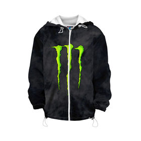 Детская куртка 3D с принтом MONSTER ENERGY в городе Новоалтайск, 100% полиэстер | застежка — молния, подол и капюшон оформлены резинкой с фиксаторами, по бокам — два кармана без застежек, один потайной карман на груди, плотность верхнего слоя — 90 г/м2; плотность флисового подклада — 260 г/м2 | black monster | bmx | claw | cybersport | energy | monster | monster energy | moto | motocross | race | sport | киберспорт | когти | монстер энерджи | монстр | мото | мотокросс | ралли | скейтбординг | спорт | т | энергия