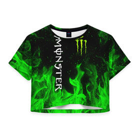Женская футболка Crop-top 3D с принтом MONSTER ENERGY в городе Новоалтайск, 100% полиэстер | круглая горловина, длина футболки до линии талии, рукава с отворотами | Тематика изображения на принте: black monster | bmx | claw | cybersport | energy | monster | monster energy | moto | motocross | race | sport | киберспорт | когти | монстер энерджи | монстр | мото | мотокросс | ралли | скейтбординг | спорт | т | энергия