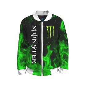 Детский бомбер 3D с принтом MONSTER ENERGY в городе Новоалтайск, 100% полиэстер | застегивается на молнию, по бокам два кармана без застежек, мягкие манжеты, по низу бомбера и на воротнике — эластичная резинка | black monster | bmx | claw | cybersport | energy | monster | monster energy | moto | motocross | race | sport | киберспорт | когти | монстер энерджи | монстр | мото | мотокросс | ралли | скейтбординг | спорт | т | энергия