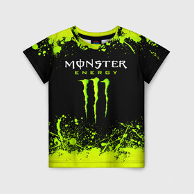 Детская футболка 3D с принтом MONSTER ENERGY  в городе Новоалтайск, 100% гипоаллергенный полиэфир | прямой крой, круглый вырез горловины, длина до линии бедер, чуть спущенное плечо, ткань немного тянется | Тематика изображения на принте: black monster | bmx | claw | cybersport | energy | monster | monster energy | moto | motocross | race | sport | киберспорт | когти | монстер энерджи | монстр | мото | мотокросс | ралли | скейтбординг | спорт | т | энергия