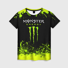 Женская футболка 3D с принтом MONSTER ENERGY  в городе Новоалтайск, 100% полиэфир ( синтетическое хлопкоподобное полотно) | прямой крой, круглый вырез горловины, длина до линии бедер | black monster | bmx | claw | cybersport | energy | monster | monster energy | moto | motocross | race | sport | киберспорт | когти | монстер энерджи | монстр | мото | мотокросс | ралли | скейтбординг | спорт | т | энергия