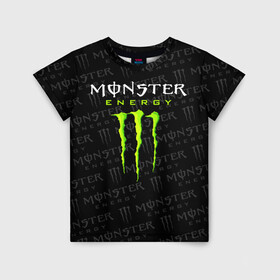 Детская футболка 3D с принтом MONSTER ENERGY  в городе Новоалтайск, 100% гипоаллергенный полиэфир | прямой крой, круглый вырез горловины, длина до линии бедер, чуть спущенное плечо, ткань немного тянется | Тематика изображения на принте: black monster | bmx | claw | cybersport | energy | monster | monster energy | moto | motocross | race | sport | киберспорт | когти | монстер энерджи | монстр | мото | мотокросс | ралли | скейтбординг | спорт | т | энергия