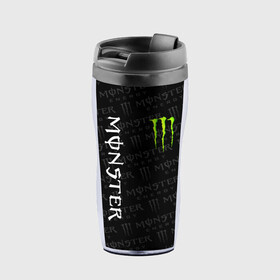 Термокружка-непроливайка с принтом MONSTER ENERGY  в городе Новоалтайск, внутренняя часть — пищевой пластик, наружная часть — прозрачный пластик, между ними — полиграфическая вставка с рисунком | объем — 350 мл, герметичная крышка | black monster | bmx | claw | cybersport | energy | monster | monster energy | moto | motocross | race | sport | киберспорт | когти | монстер энерджи | монстр | мото | мотокросс | ралли | скейтбординг | спорт | т | энергия