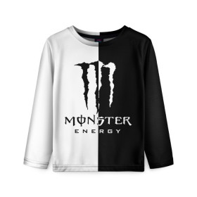 Детский лонгслив 3D с принтом MONSTER ENERGY (Z) в городе Новоалтайск, 100% полиэстер | длинные рукава, круглый вырез горловины, полуприлегающий силуэт
 | black monster | bmx | claw | cybersport | energy | monster | monster energy | moto | motocross | race | sport | киберспорт | когти | монстер энерджи | монстр | мото | мотокросс | ралли | скейтбординг | спорт | т | энергия
