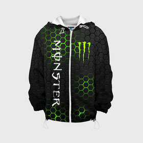Детская куртка 3D с принтом MONSTER ENERGY в городе Новоалтайск, 100% полиэстер | застежка — молния, подол и капюшон оформлены резинкой с фиксаторами, по бокам — два кармана без застежек, один потайной карман на груди, плотность верхнего слоя — 90 г/м2; плотность флисового подклада — 260 г/м2 | black monster | bmx | claw | cybersport | energy | monster | monster energy | moto | motocross | race | sport | киберспорт | когти | монстер энерджи | монстр | мото | мотокросс | ралли | скейтбординг | спорт | т | энергия