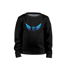 Детский свитшот хлопок с принтом MONSTER ENERGY (+спина) (Z) в городе Новоалтайск, 100% хлопок | круглый вырез горловины, эластичные манжеты, пояс и воротник | black monster | bmx | claw | cybersport | energy | monster | monster energy | moto | motocross | race | sport | киберспорт | когти | монстер энерджи | монстр | мото | мотокросс | ралли | скейтбординг | спорт | т | энергия
