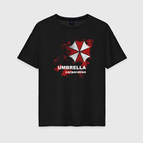 Женская футболка хлопок Oversize с принтом Umbrella в городе Новоалтайск, 100% хлопок | свободный крой, круглый ворот, спущенный рукав, длина до линии бедер
 | resident evil | s.t.a.r.s | stars | umbrella | umbrella corp | амбрелла | корпорация амбрелла | обитель зла | обитель зла ремейк | резидент | резидент ивл | резик | старс