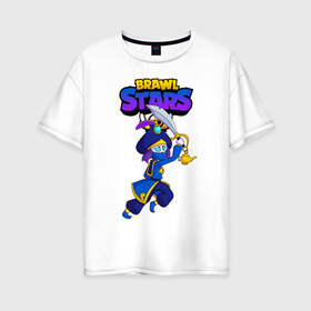 Женская футболка хлопок Oversize с принтом MORTIS BRAWL STARS в городе Новоалтайск, 100% хлопок | свободный крой, круглый ворот, спущенный рукав, длина до линии бедер
 | brawl | brawl stars | brawl stars rogue mortis | clash | mortis brawl stars | rogue mortis | бравл старс | бравл старс коварный мортис | игра | коварный мортис | мобильные игры | мортис