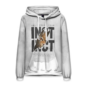Мужская толстовка 3D с принтом INSTINCT Инстинкт хищника тигр в городе Новоалтайск, 100% полиэстер | двухслойный капюшон со шнурком для регулировки, мягкие манжеты на рукавах и по низу толстовки, спереди карман-кенгуру с мягким внутренним слоем. | большая кошка. тигр | дикая природа | инстинкт | инстинкт выживания | кошка | лев | леопард | надпись | текст | фраза | хищник | хищница