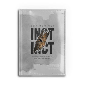 Обложка для автодокументов с принтом INSTINCT Инстинкт хищника тигр в городе Новоалтайск, натуральная кожа |  размер 19,9*13 см; внутри 4 больших “конверта” для документов и один маленький отдел — туда идеально встанут права | большая кошка. тигр | дикая природа | инстинкт | инстинкт выживания | кошка | лев | леопард | надпись | текст | фраза | хищник | хищница