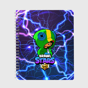 Тетрадь с принтом Brawl Stars LEON в городе Новоалтайск, 100% бумага | 48 листов, плотность листов — 60 г/м2, плотность картонной обложки — 250 г/м2. Листы скреплены сбоку удобной пружинной спиралью. Уголки страниц и обложки скругленные. Цвет линий — светло-серый
 | 8 bit | 8 бит | bibi | brawl | brawl stars | crow | leon | spike | sprout | stars | бравл | бравл старс | браво старс | игра | компьютерная | кров | леон | онлайн | старс
