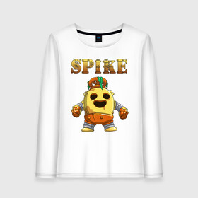 Женский лонгслив хлопок с принтом Brawl Stars Robot Spike в городе Новоалтайск, 100% хлопок |  | brawl stars | brawl stars spike rob | spike | spike robot | бравл кактус | бравл спайк | бравл старс | кактус | робоспайк | спайк | спайк бравл старс