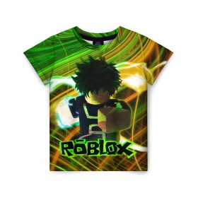 Детская футболка 3D с принтом ROBLOX | РОБЛОКС в городе Новоалтайск, 100% гипоаллергенный полиэфир | прямой крой, круглый вырез горловины, длина до линии бедер, чуть спущенное плечо, ткань немного тянется | game | gamer | logo | minecraft | roblox | roblox simulator | simulator | игра | код роблокс | конструктор | лого | майнкрафт | роблокс | роблокс симулятор | симулятор | строительство | фигура