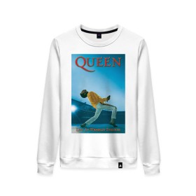 Женский свитшот хлопок с принтом Queen в городе Новоалтайск, 100% хлопок | прямой крой, круглый вырез, на манжетах и по низу широкая трикотажная резинка  | queen | арт | музыка | рок | фредди меркьюри