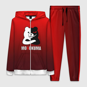 Женский костюм 3D с принтом monokuma  на красном градиенте в городе Новоалтайск,  |  | anime | danganropna | monokuma | аниме | анимэ | медведь | мишка | монокума | мономишка | черно белый медведь