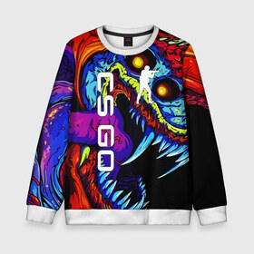 Детский свитшот 3D с принтом CS GO HYPER BEAST в городе Новоалтайск, 100% полиэстер | свободная посадка, прямой крой, мягкая тканевая резинка на рукавах и понизу свитшота | Тематика изображения на принте: astralis | awp | counter strike | cs go | cs go global offensive | cs:go | faze clan | hyper beast | team liquid | астралис | кс го | тим ликвид | фейз клан | хайпер бист | хайпербист