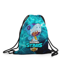 Рюкзак-мешок 3D с принтом Brawl Stars leon shark. в городе Новоалтайск, 100% полиэстер | плотность ткани — 200 г/м2, размер — 35 х 45 см; лямки — толстые шнурки, застежка на шнуровке, без карманов и подкладки | bibi | brawl stars | coach mike | leon | leon shark | mr.p | sally leon | sprout | virus 8 bit | биби | бравл старс | вирус 8 б | леон | спроут | сэли леон