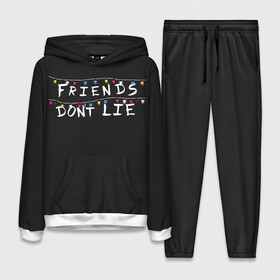 Женский костюм 3D (с толстовкой) с принтом Friends Dont Lie в городе Новоалтайск,  |  | 11 | demogorgon | dont | friends | lie | retro | stranger | things | дастин | дела | демогоргон | друзья | лгут | не | оди | одиннадцать | очень | ретро | стив | странные | хоппер | хоукинс