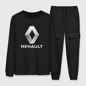Мужской костюм хлопок с принтом RENAULT в городе Новоалтайск, 100% хлопок | на свитшоте круглая горловина, мягкая резинка по низу. Брюки заужены к низу, на них два вида карманов: два “обычных” по бокам и два объемных, с клапанами, расположенные ниже линии бедра. Брюки с мягкой трикотажной резинкой на поясе и по низу штанин. В поясе для дополнительного комфорта — широкие завязки | abstract | auto | brand | car | geometry | renault | sport | texture | абстракция | авто | автомобильные | бренд | геометрия | классика | машины | модные | ренаулт | спорт | стиль | текстура